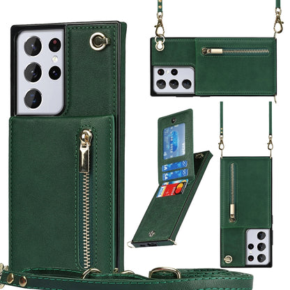 Cross-body Zipper Square TPU+PU Back Cover Case with Holder & Card Slots & Wallet & Strap, For Samsung Galaxy S21 5G, For Samsung Galaxy S21+ 5G, For Samsung Galaxy S21 Ultra 5G, For Samsung Galaxy S20, For Samsung Galaxy S20+                          ...