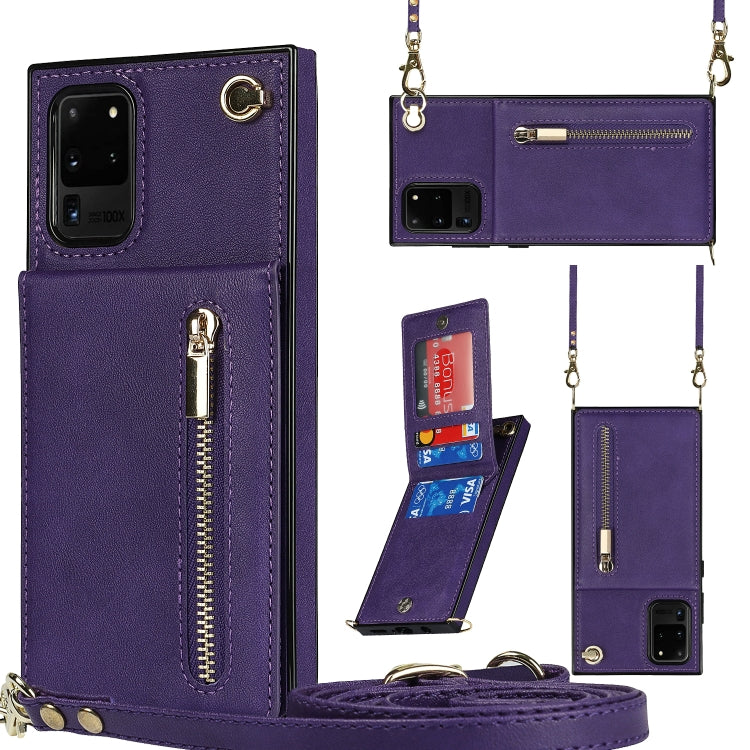 Cross-body Zipper Square TPU+PU Back Cover Case with Holder & Card Slots & Wallet & Strap, For Samsung Galaxy S21 5G, For Samsung Galaxy S21+ 5G, For Samsung Galaxy S21 Ultra 5G, For Samsung Galaxy S20, For Samsung Galaxy S20+                          ...