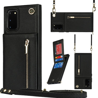 Cross-body Zipper Square TPU+PU Back Cover Case with Holder & Card Slots & Wallet & Strap, For Samsung Galaxy S21 5G, For Samsung Galaxy S21+ 5G, For Samsung Galaxy S21 Ultra 5G, For Samsung Galaxy S20, For Samsung Galaxy S20+                          ...