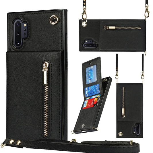 Cross-body Zipper Square TPU+PU Back Cover Case with Holder & Card Slots & Wallet & Strap, For Samsung Galaxy Note10+, For Samsung Galaxy S10, For Samsung Galaxy S10 Plus, For Samsung Galaxy S10e, For Samsung Galaxy S9, For Samsung Galaxy S9 Plus