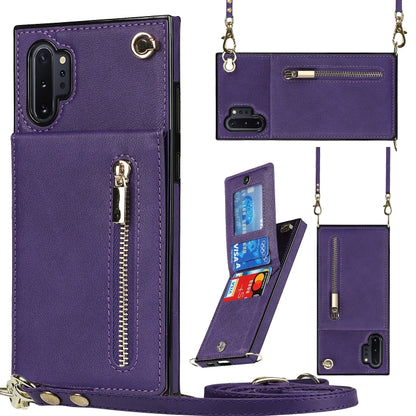 Cross-body Zipper Square TPU+PU Back Cover Case with Holder & Card Slots & Wallet & Strap, For Samsung Galaxy Note10+, For Samsung Galaxy S10, For Samsung Galaxy S10 Plus, For Samsung Galaxy S10e, For Samsung Galaxy S9, For Samsung Galaxy S9 Plus      ...