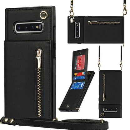 Cross-body Zipper Square TPU+PU Back Cover Case with Holder & Card Slots & Wallet & Strap, For Samsung Galaxy Note10+, For Samsung Galaxy S10, For Samsung Galaxy S10 Plus, For Samsung Galaxy S10e, For Samsung Galaxy S9, For Samsung Galaxy S9 Plus      ...