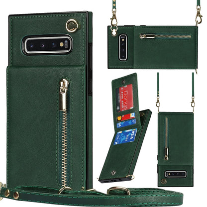 Cross-body Zipper Square TPU+PU Back Cover Case with Holder & Card Slots & Wallet & Strap, For Samsung Galaxy Note10+, For Samsung Galaxy S10, For Samsung Galaxy S10 Plus, For Samsung Galaxy S10e, For Samsung Galaxy S9, For Samsung Galaxy S9 Plus      ...