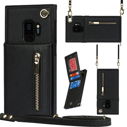 Cross-body Zipper Square TPU+PU Back Cover Case with Holder & Card Slots & Wallet & Strap, For Samsung Galaxy Note10+, For Samsung Galaxy S10, For Samsung Galaxy S10 Plus, For Samsung Galaxy S10e, For Samsung Galaxy S9, For Samsung Galaxy S9 Plus      ...