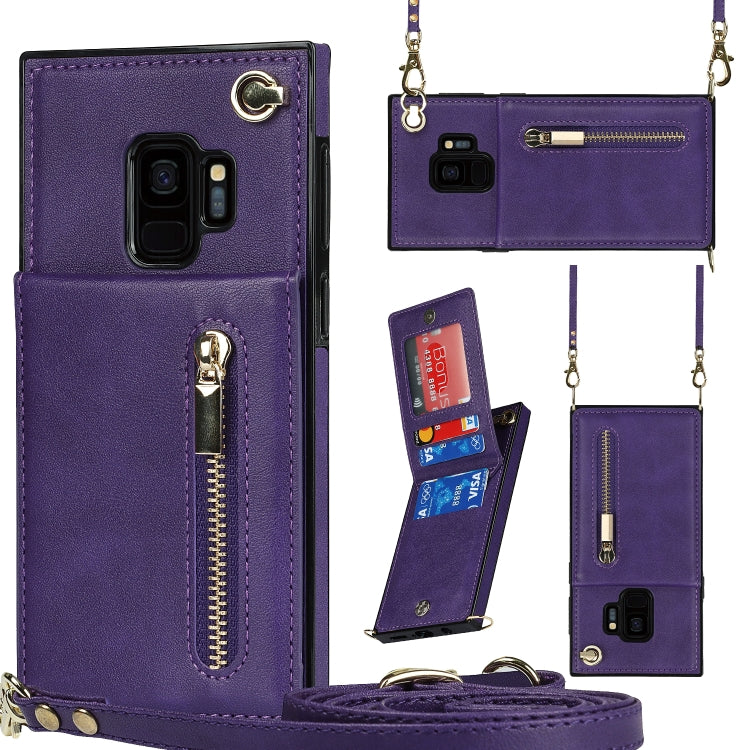 Cross-body Zipper Square TPU+PU Back Cover Case with Holder & Card Slots & Wallet & Strap, For Samsung Galaxy Note10+, For Samsung Galaxy S10, For Samsung Galaxy S10 Plus, For Samsung Galaxy S10e, For Samsung Galaxy S9, For Samsung Galaxy S9 Plus      ...