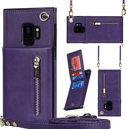Cross-body Zipper Square TPU+PU Back Cover Case with Holder & Card Slots & Wallet & Strap, For Samsung Galaxy Note10+, For Samsung Galaxy S10, For Samsung Galaxy S10 Plus, For Samsung Galaxy S10e, For Samsung Galaxy S9, For Samsung Galaxy S9 Plus      ...