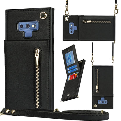 Cross-body Zipper Square TPU+PU Back Cover Case with Holder & Card Slots & Wallet & Strap, For Samsung Galaxy Note10+, For Samsung Galaxy S10, For Samsung Galaxy S10 Plus, For Samsung Galaxy S10e, For Samsung Galaxy S9, For Samsung Galaxy S9 Plus      ...