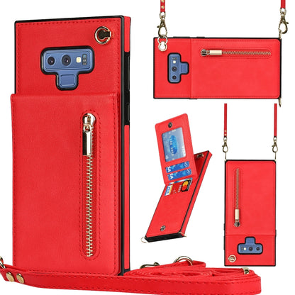Cross-body Zipper Square TPU+PU Back Cover Case with Holder & Card Slots & Wallet & Strap, For Samsung Galaxy Note10+, For Samsung Galaxy S10, For Samsung Galaxy S10 Plus, For Samsung Galaxy S10e, For Samsung Galaxy S9, For Samsung Galaxy S9 Plus      ...