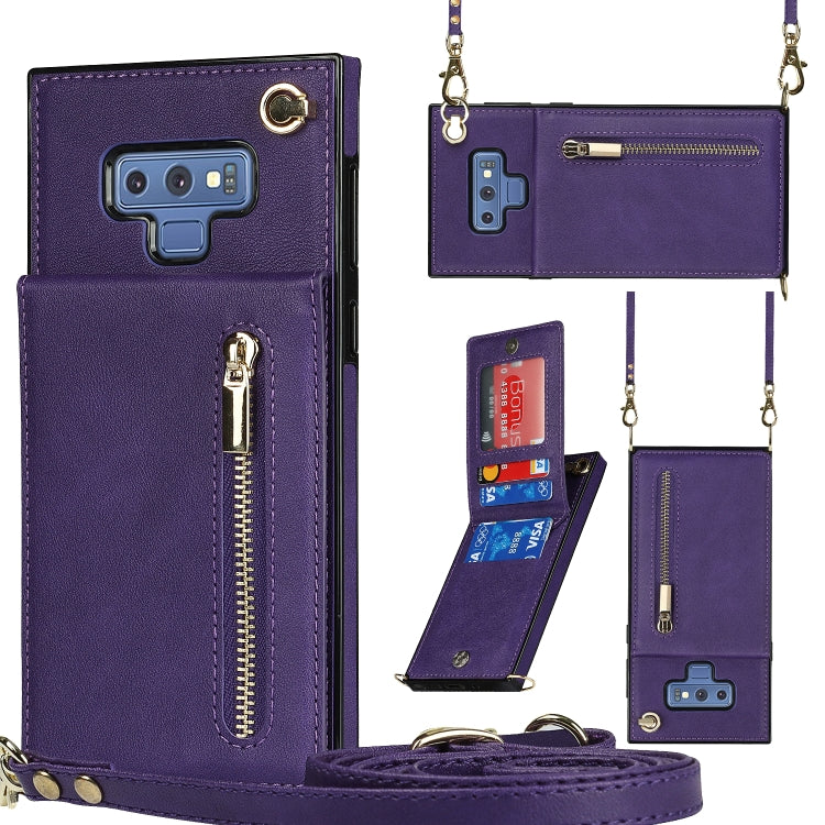 Cross-body Zipper Square TPU+PU Back Cover Case with Holder & Card Slots & Wallet & Strap, For Samsung Galaxy Note10+, For Samsung Galaxy S10, For Samsung Galaxy S10 Plus, For Samsung Galaxy S10e, For Samsung Galaxy S9, For Samsung Galaxy S9 Plus      ...