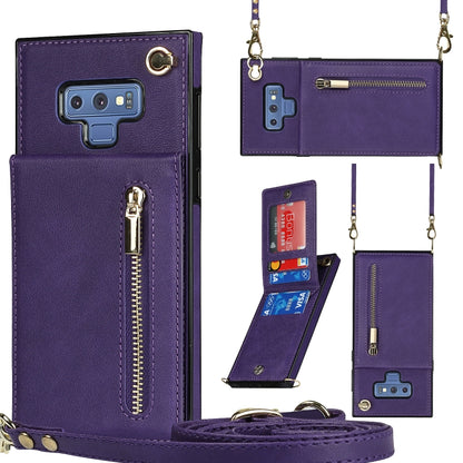 Cross-body Zipper Square TPU+PU Back Cover Case with Holder & Card Slots & Wallet & Strap, For Samsung Galaxy Note10+, For Samsung Galaxy S10, For Samsung Galaxy S10 Plus, For Samsung Galaxy S10e, For Samsung Galaxy S9, For Samsung Galaxy S9 Plus      ...