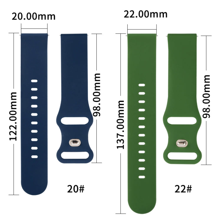 8-buckle Silicone Replacement Strap Watchband, For Huawei Watch GT 2 Pro 46mm, For Honor Magic Watch 2 42mm, For Honor Magic Watch 2 46mm, For Amazfit Pop