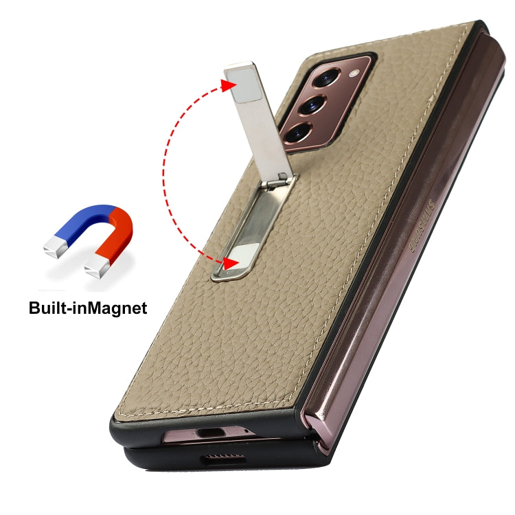 Lychee Texture Leather Protective Case with Holder, For Samsung Galaxy Z Fold2 5G