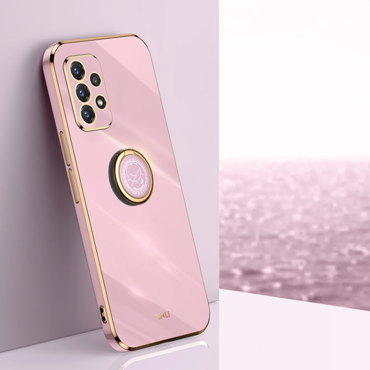 XINLI Straight Edge 6D Electroplate TPU Phone Case with Ring Holder, For Samsung Galaxy A22 4G, For Samsung Galaxy A52 5G, For Samsung Galaxy A72 5G, For Samsung Galaxy A82 5G