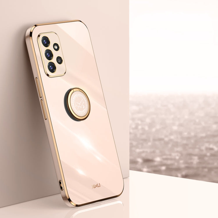 XINLI Straight Edge 6D Electroplate TPU Phone Case with Ring Holder, For Samsung Galaxy A22 4G, For Samsung Galaxy A52 5G, For Samsung Galaxy A72 5G, For Samsung Galaxy A82 5G