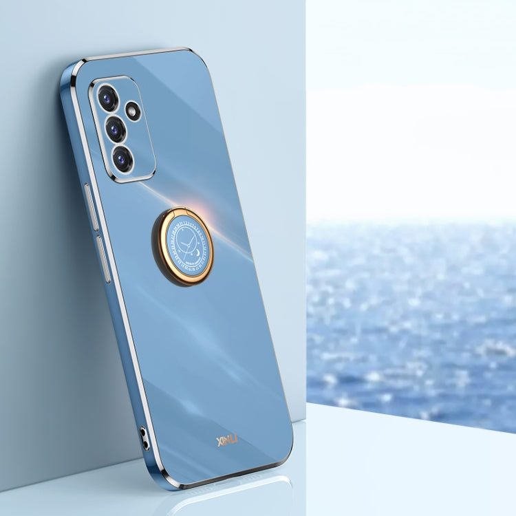 XINLI Straight Edge 6D Electroplate TPU Phone Case with Ring Holder, For Samsung Galaxy A22 4G, For Samsung Galaxy A52 5G, For Samsung Galaxy A72 5G, For Samsung Galaxy A82 5G