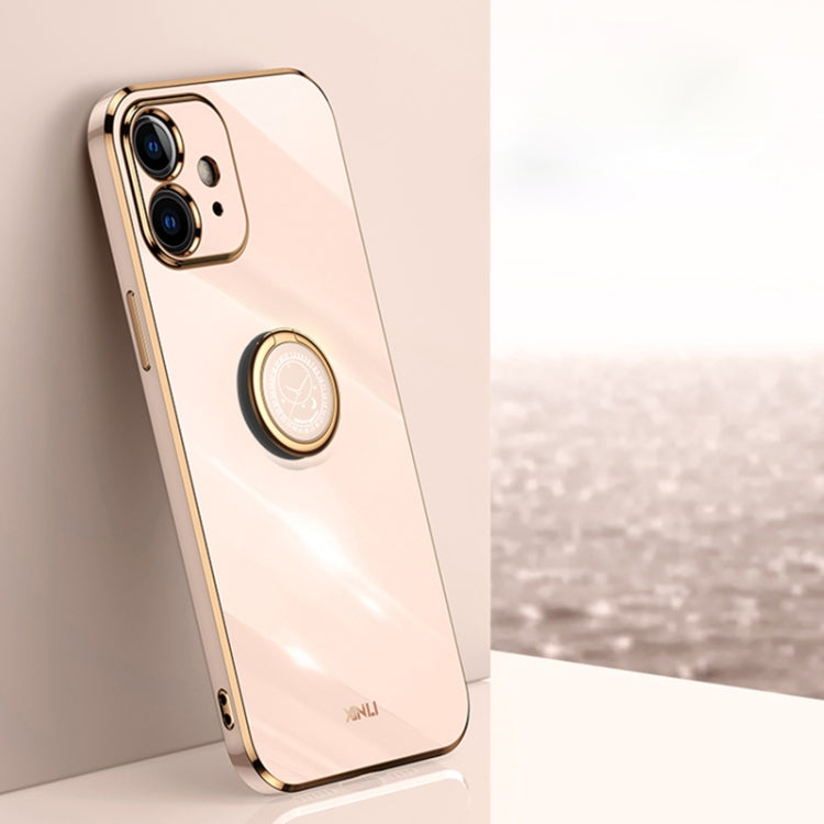XINLI Straight Edge 6D Electroplate TPU Phone Case with Ring Holder, For iPhone 6 / 6s, For iPhone 6 Plus / 6s Plus, For iPhone 8 Plus / 7 Plus, For iPhone SE 2022 / SE 2020 / 8 / 7, For iPhone 11, For iPhone 11 Pro