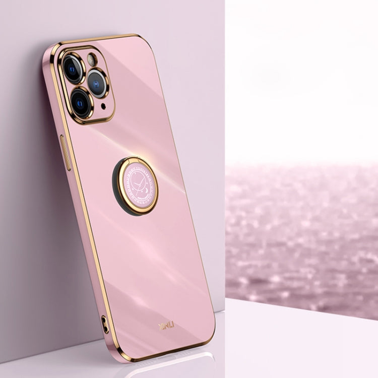 XINLI Straight Edge 6D Electroplate TPU Phone Case with Ring Holder, For iPhone 11 Pro Max, For iPhone 12, For iPhone 12 mini, For iPhone 12 Pro, For iPhone 12 Pro Max, For iPhone X