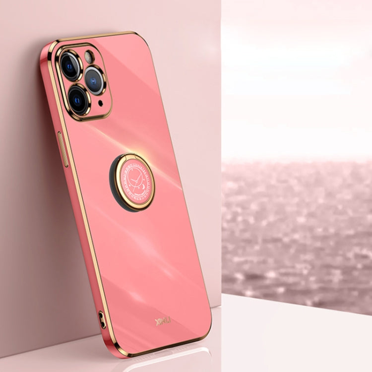XINLI Straight Edge 6D Electroplate TPU Phone Case with Ring Holder, For iPhone 11 Pro Max, For iPhone 12, For iPhone 12 mini, For iPhone 12 Pro, For iPhone 12 Pro Max, For iPhone X