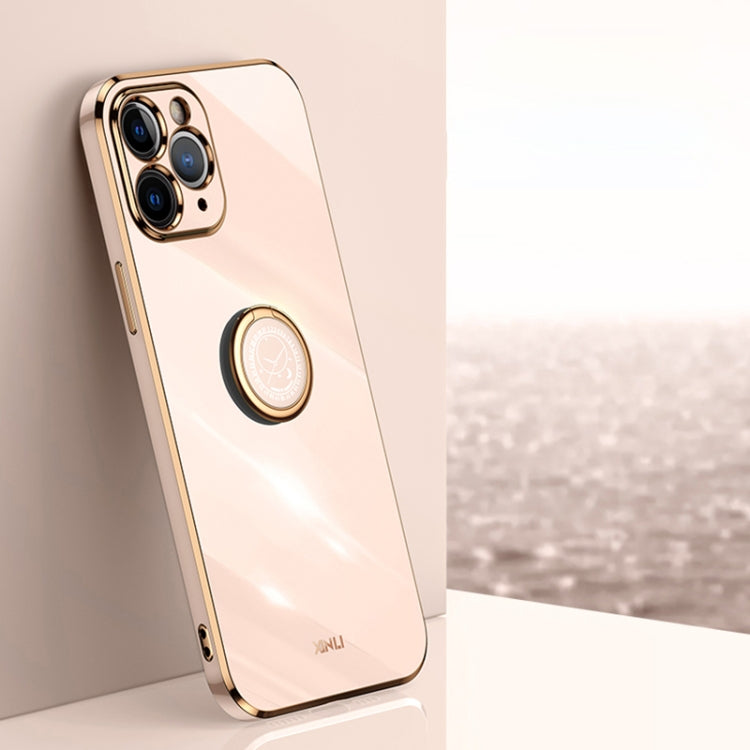 XINLI Straight Edge 6D Electroplate TPU Phone Case with Ring Holder, For iPhone 11 Pro Max, For iPhone 12, For iPhone 12 mini, For iPhone 12 Pro, For iPhone 12 Pro Max, For iPhone X