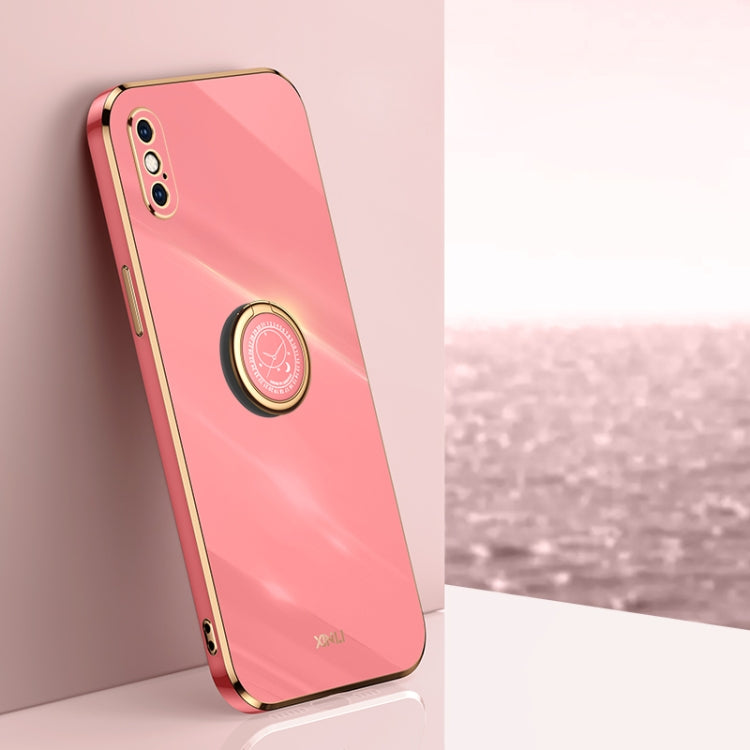 XINLI Straight Edge 6D Electroplate TPU Phone Case with Ring Holder, For iPhone 11 Pro Max, For iPhone 12, For iPhone 12 mini, For iPhone 12 Pro, For iPhone 12 Pro Max, For iPhone X
