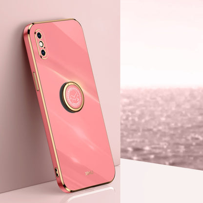 XINLI Straight Edge 6D Electroplate TPU Phone Case with Ring Holder, For iPhone 11 Pro Max, For iPhone 12, For iPhone 12 mini, For iPhone 12 Pro, For iPhone 12 Pro Max, For iPhone X