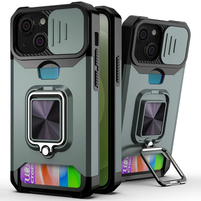 Sliding Camera Cover Design PC + TPU Shockproof Case with Ring Holder & Card Slot, For iPhone 13 mini, For iPhone 13, For iPhone 13 Pro, For iPhone XS / X, For iPhone XR, For iPhone 11 Pro
