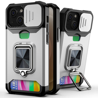 Sliding Camera Cover Design PC + TPU Shockproof Case with Ring Holder & Card Slot, For iPhone 13 mini, For iPhone 13, For iPhone 13 Pro, For iPhone XS / X, For iPhone XR, For iPhone 11 Pro