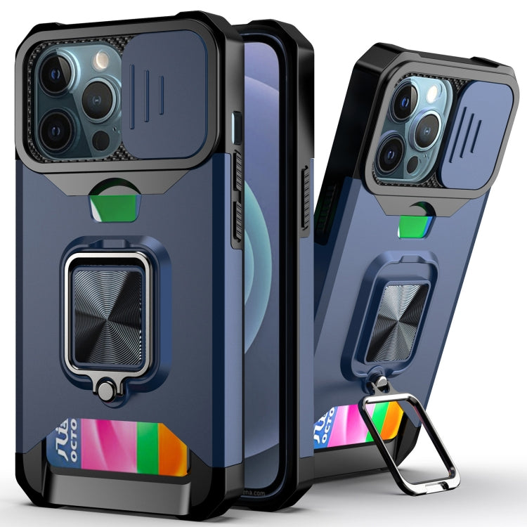 Sliding Camera Cover Design PC + TPU Shockproof Case with Ring Holder & Card Slot, For iPhone 13 mini, For iPhone 13, For iPhone 13 Pro, For iPhone XS / X, For iPhone XR, For iPhone 11 Pro