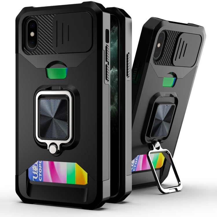 Sliding Camera Cover Design PC + TPU Shockproof Case with Ring Holder & Card Slot, For iPhone 13 mini, For iPhone 13, For iPhone 13 Pro, For iPhone XS / X, For iPhone XR, For iPhone 11 Pro