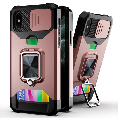 Sliding Camera Cover Design PC + TPU Shockproof Case with Ring Holder & Card Slot, For iPhone 13 mini, For iPhone 13, For iPhone 13 Pro, For iPhone XS / X, For iPhone XR, For iPhone 11 Pro
