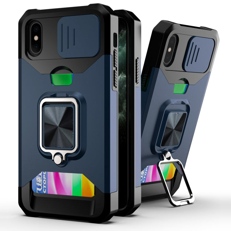 Sliding Camera Cover Design PC + TPU Shockproof Case with Ring Holder & Card Slot, For iPhone 13 mini, For iPhone 13, For iPhone 13 Pro, For iPhone XS / X, For iPhone XR, For iPhone 11 Pro
