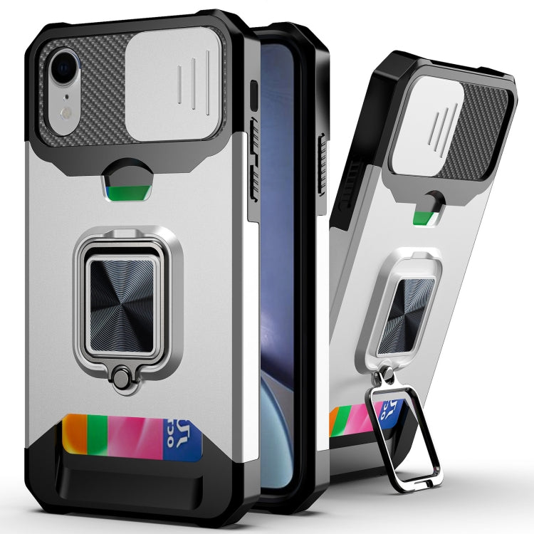 Sliding Camera Cover Design PC + TPU Shockproof Case with Ring Holder & Card Slot, For iPhone 13 mini, For iPhone 13, For iPhone 13 Pro, For iPhone XS / X, For iPhone XR, For iPhone 11 Pro