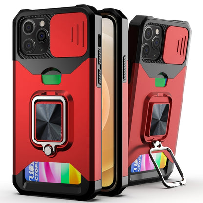 Sliding Camera Cover Design PC + TPU Shockproof Case with Ring Holder & Card Slot, For iPhone 11 Pro Max, For iPhone 12 / 12 Pro, For iPhone 12 Pro Max, For iPhone 13 Pro Max, For iPhone 11, For iPhone XS Max