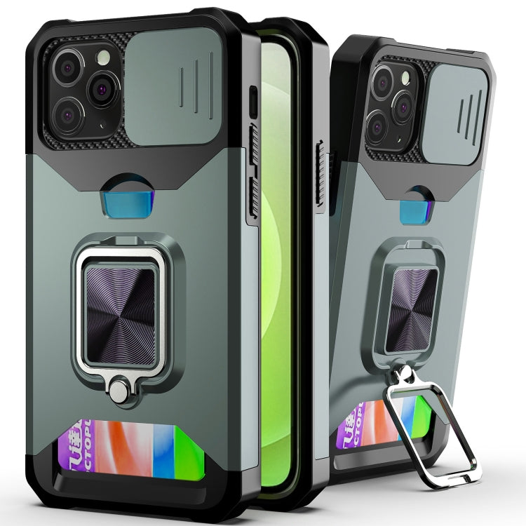 Sliding Camera Cover Design PC + TPU Shockproof Case with Ring Holder & Card Slot, For iPhone 11 Pro Max, For iPhone 12 / 12 Pro, For iPhone 12 Pro Max, For iPhone 13 Pro Max, For iPhone 11, For iPhone XS Max