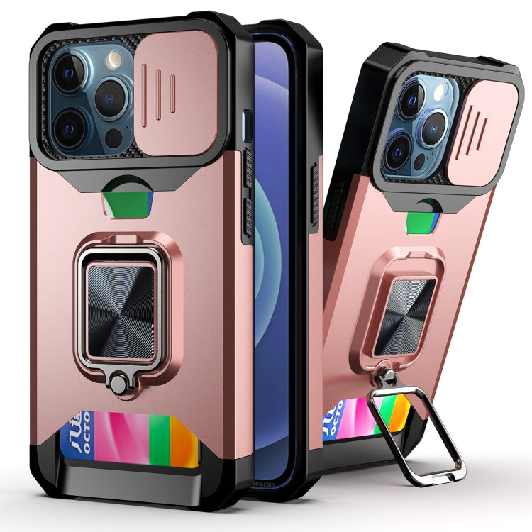 Sliding Camera Cover Design PC + TPU Shockproof Case with Ring Holder & Card Slot, For iPhone 11 Pro Max, For iPhone 12 / 12 Pro, For iPhone 12 Pro Max, For iPhone 13 Pro Max, For iPhone 11, For iPhone XS Max