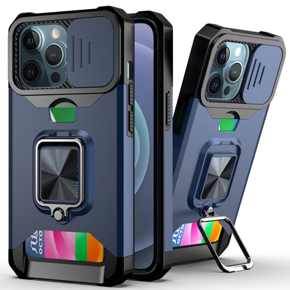 Sliding Camera Cover Design PC + TPU Shockproof Case with Ring Holder & Card Slot, For iPhone 11 Pro Max, For iPhone 12 / 12 Pro, For iPhone 12 Pro Max, For iPhone 13 Pro Max, For iPhone 11, For iPhone XS Max