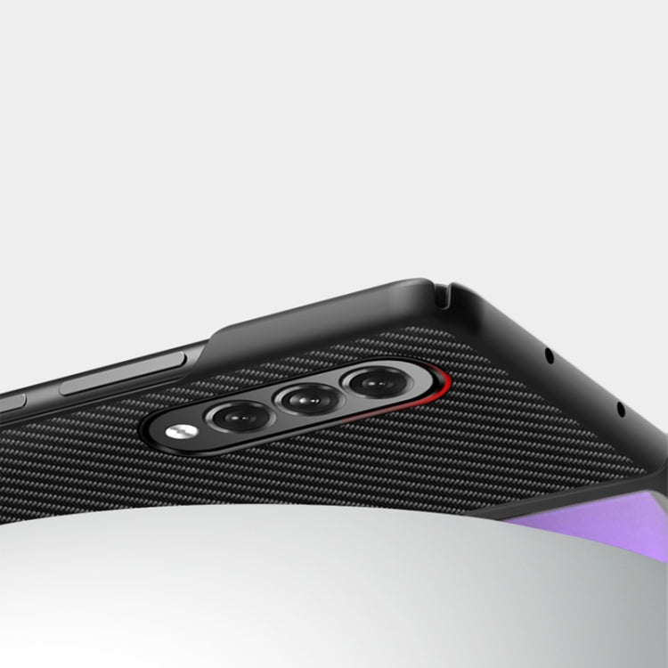 Solid Color Carbon Fiber Texture PU Shockproof Protective Case, For Samsung Galaxy Z Fold3 5G
