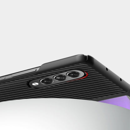 Solid Color Carbon Fiber Texture PU Shockproof Protective Case, For Samsung Galaxy Z Fold3 5G