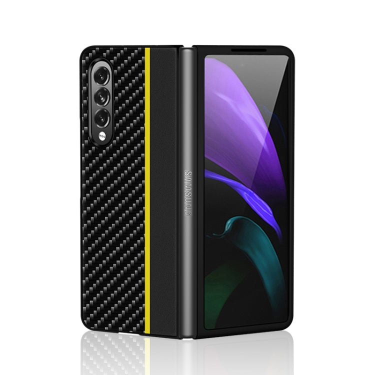 Carbon Fiber Texture Shockproof Splicing Leather Case, For Samsung Galaxy Z Fold3 5G