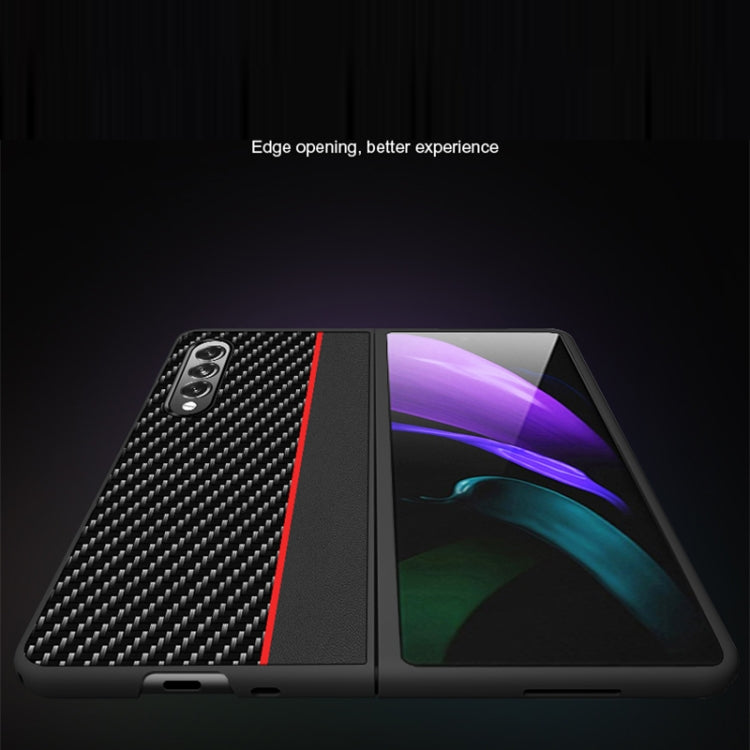 Carbon Fiber Texture Shockproof Splicing Leather Case, For Samsung Galaxy Z Fold3 5G
