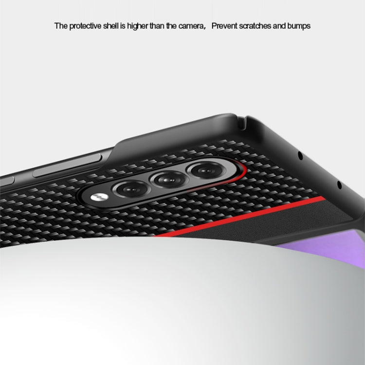 Carbon Fiber Texture Shockproof Splicing Leather Case, For Samsung Galaxy Z Fold3 5G