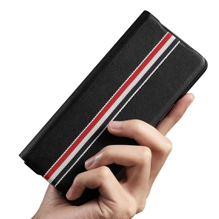 Cowhide Shockproof Fold Splicing Leather Case, For Samsung Galaxy Z Fold3 5G