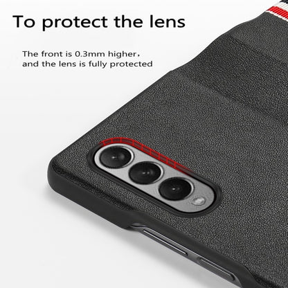 Cowhide Shockproof Fold Splicing Leather Case, For Samsung Galaxy Z Fold3 5G