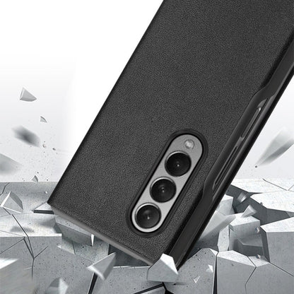 Cowhide Shockproof Fold Splicing Leather Case, For Samsung Galaxy Z Fold3 5G