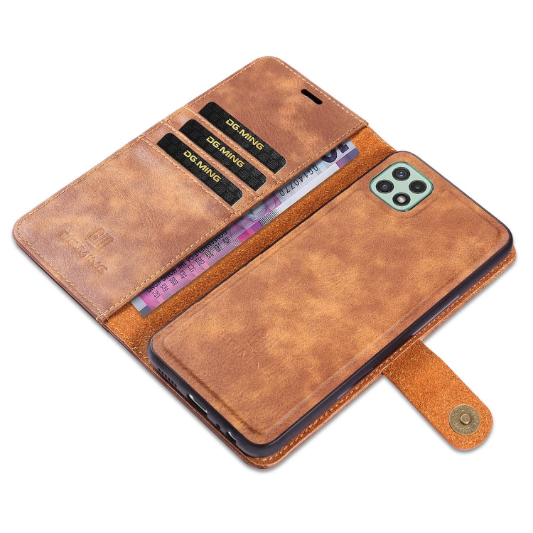 DG.MING Crazy Horse Texture Flip Detachable Magnetic Leather Case with Holder & Card Slots & Wallet, For Samsung Galaxy A22 5G