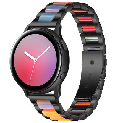 Three-beads Steel + Resin Replacement Strap Watchband, For Samsung Smart Watch 20mm, For Samsung Smart Watch 22mm
