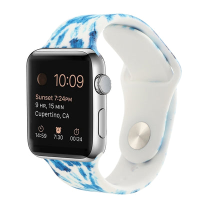 Silicone Painted Pattern Replacement Watchband For Apple Watch Series, 7 41mm / 6 & SE & 5 & 4 40mm / 3 & 2 & 1 38mm, 7 45mm / 6 & SE & 5 & 4 44mm / 3 & 2 & 1 42mm