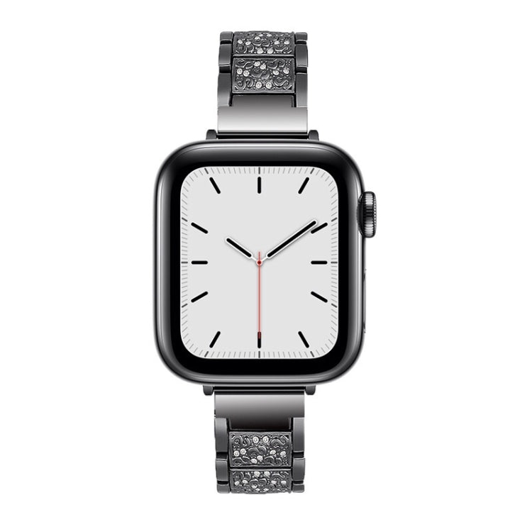 14mm Three-beads Diamond Aluminum Alloy Replacement Strap Watchband For Apple Watch Series, 7 41mm / 6 & SE & 5 & 4 40mm / 3 & 2 & 1 38mm, 7 45mm / 6 & SE & 5 & 4 44mm / 3 & 2 & 1 42mm