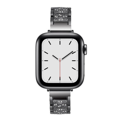 14mm Three-beads Diamond Aluminum Alloy Replacement Strap Watchband For Apple Watch Series, 7 41mm / 6 & SE & 5 & 4 40mm / 3 & 2 & 1 38mm, 7 45mm / 6 & SE & 5 & 4 44mm / 3 & 2 & 1 42mm