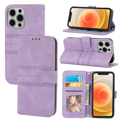 Embossed Striped Magnetic Buckle PU + TPU Horizontal Flip Leather Case with Holder & Card Slot & Wallet & Photo Frame & Sling, For iPhone 13 mini, For iPhone 13, For iPhone 13 Pro, For iPhone 13 Pro Max, For iPhone 12 Pro, For iPhone 12 Pro Max        ...